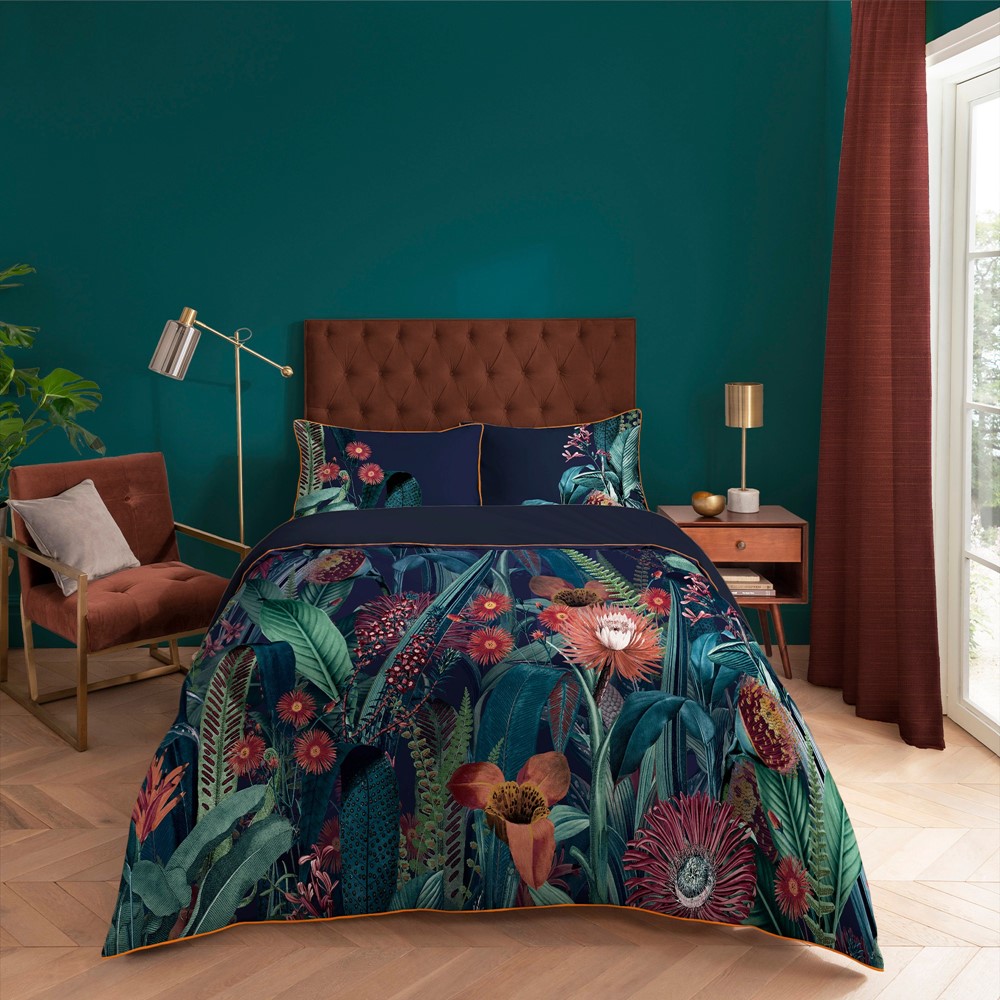 Tigerlily Floral Bedding Set by Graham & Brown in Midnight Blue